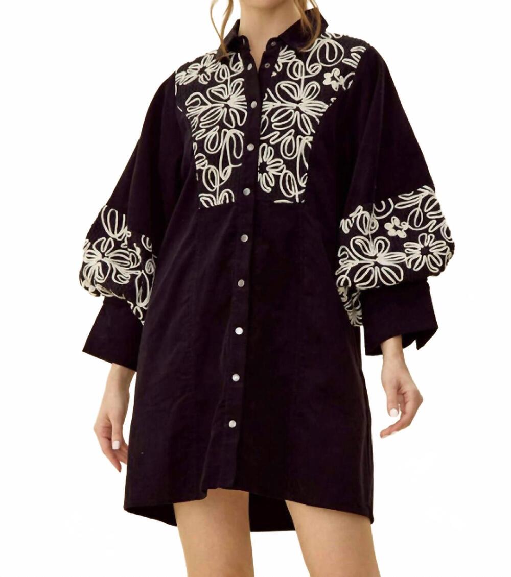 NEW JODIFL embroidered puff sleeve western dress in black
